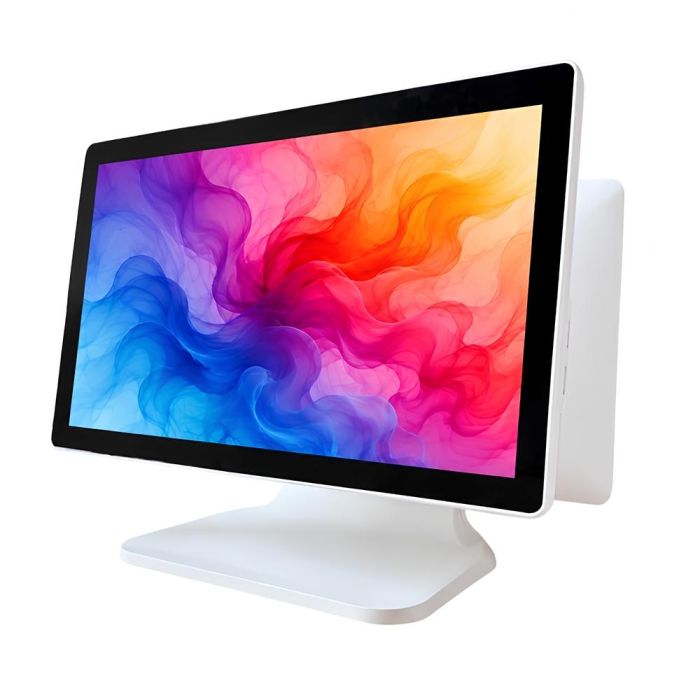POS терминал Detaik AIO1568-J6412 белый с монитором покупателя (15.6" + 15.6", Intel J6412/RAM 8 Gb/SSD 128 Gb)