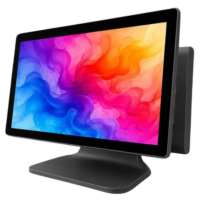 POS терминал Detaik AIO1568-J6412 черный с монитором покупателя (15.6" + 15.6", Intel J6412/RAM 8 Gb/SSD 128 Gb)