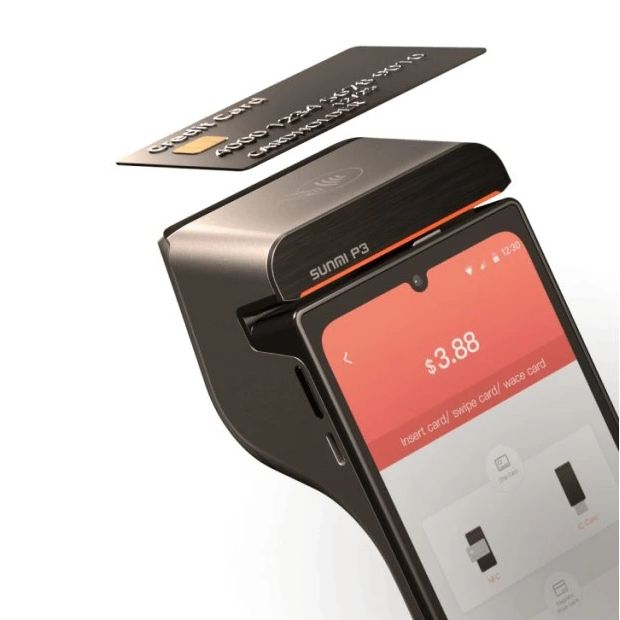 POS терминал Sunmi P3 - T6F10 (Android 11, экран 6.75'', встроенный принтер 58 мм, 2GB RAM/32GB ROM, NFC Reader, IC Card+MSR, WiFi, BT, GPS)